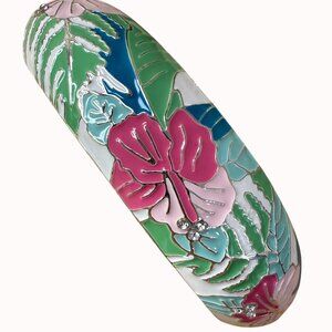 Tommy Bahama Floral Hinged Bangle Bracelet, Chunky, Enamel, Garden, Feminine